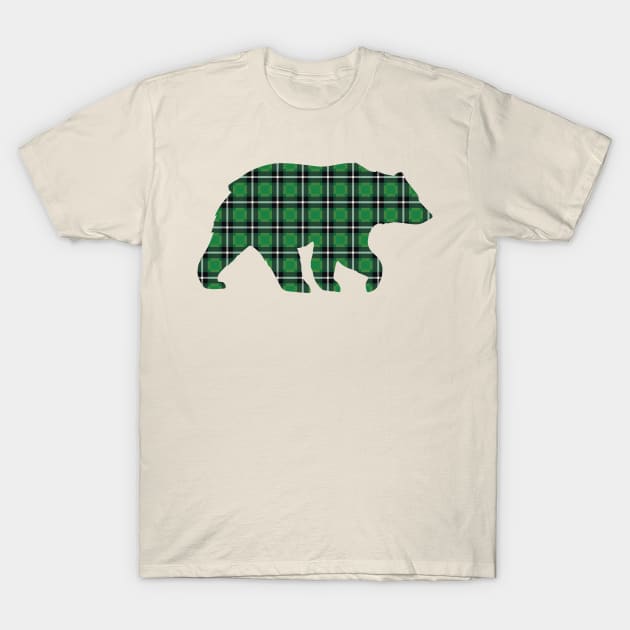 Green Plaid Bear T-Shirt by Designs by Dro